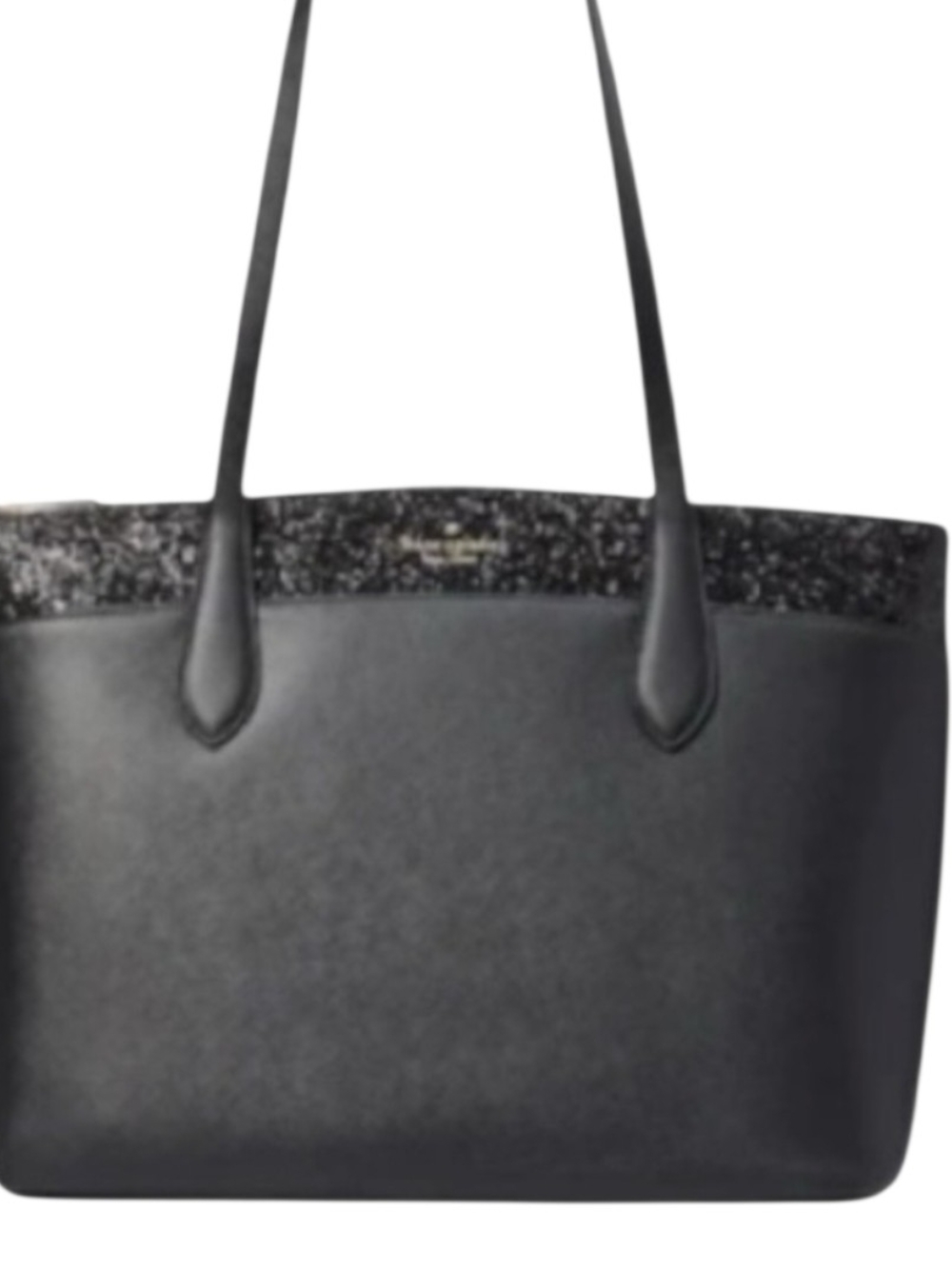 Kate Spade NWT Black Glitter Tote Bag & Matching Cosmetic Pouch Set